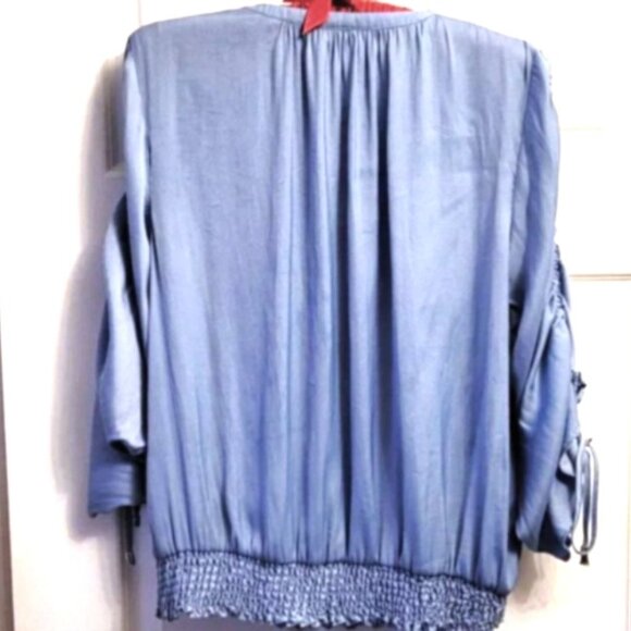 Philosophy Sky Blue V-Neck Blouse NWOT - Picture 2 of 6